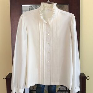 Vintage ruffle neck blouse